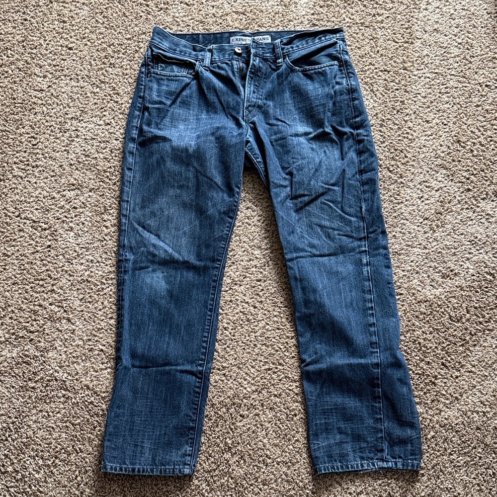 Express Men's Dark Blue Straight Jeans